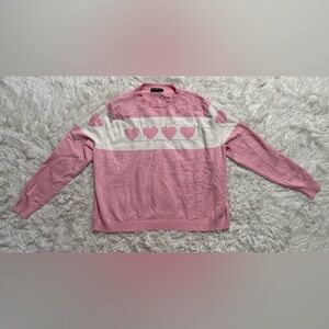 SHEIN Curve Coquette Kawaii Heart Girly Pop Pink Sweater Valentines 0XL 12 XL 14